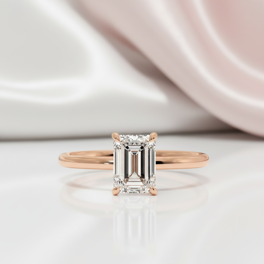 3.5ct Emerald Cut Solitaire Engagement Ring-Black Diamonds New York