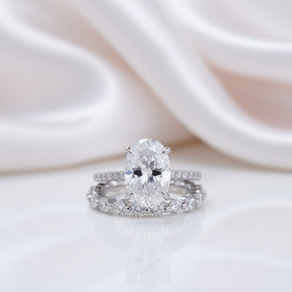 3.5ct Oval Cut Diamond Option Wedding Ring Set-Black Diamonds New York