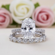 3.5ct Oval Cut Diamond Wedding Ring Set-Black Diamonds New York