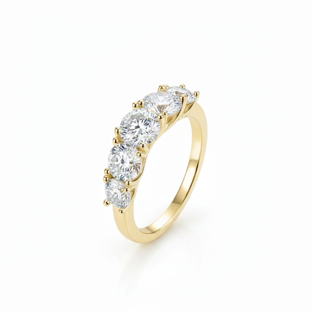 3.6 Ctw Round Cut Diamond Option Five Stone Engagement Ring-Black Diamonds New York