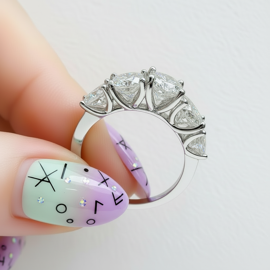 3.6 Ctw Round Cut Diamond Five Stone Engagement Ring-Black Diamonds New York