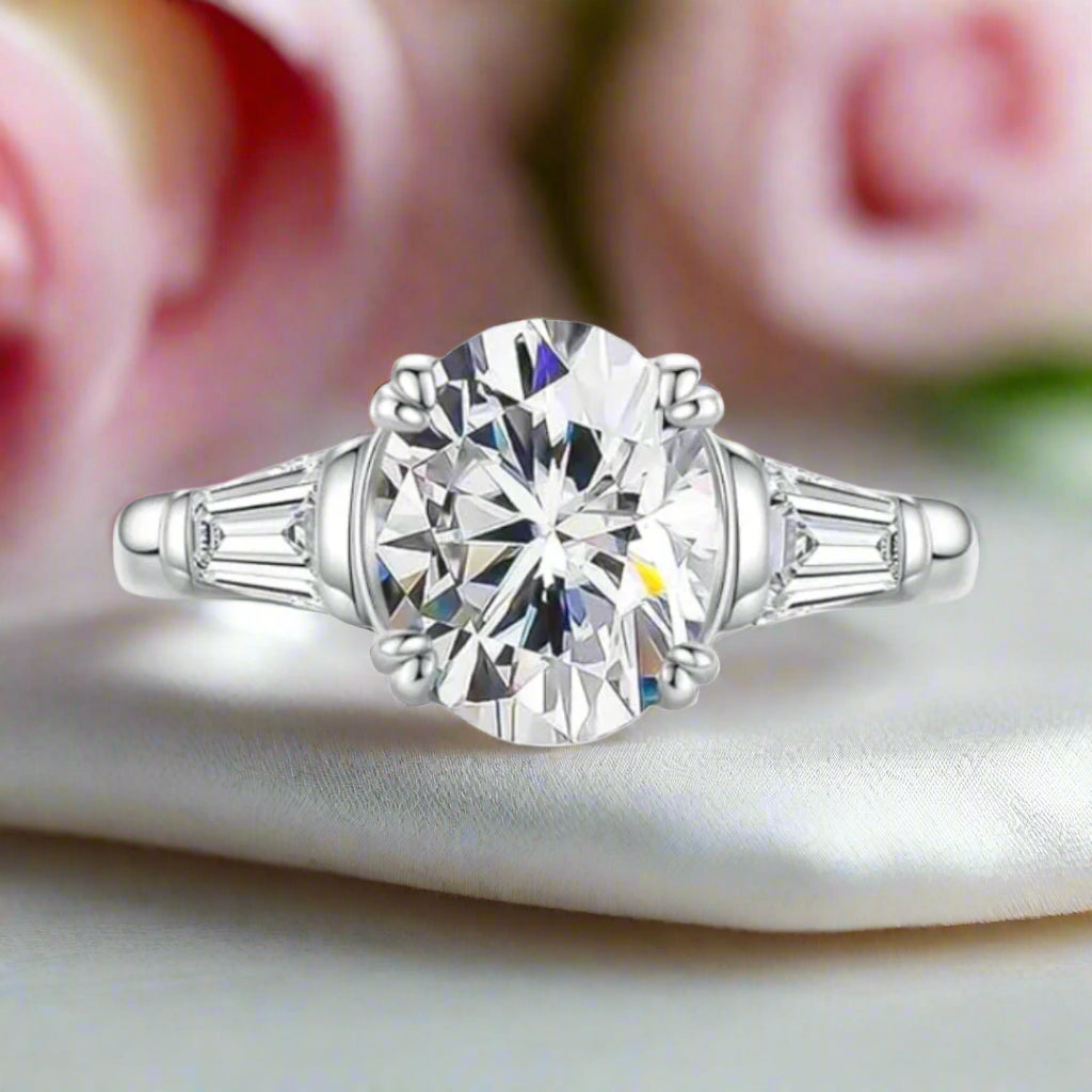 3.8 Ct Oval Cut Diamond Engagement Ring-Black Diamonds New York