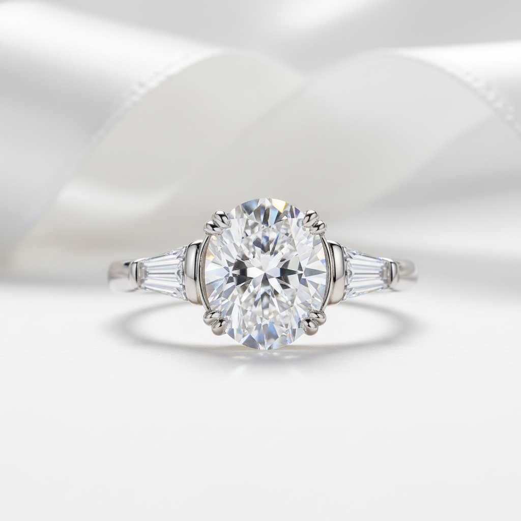 3.8 Ct Oval Cut Diamond Option Engagement Ring-Black Diamonds New York