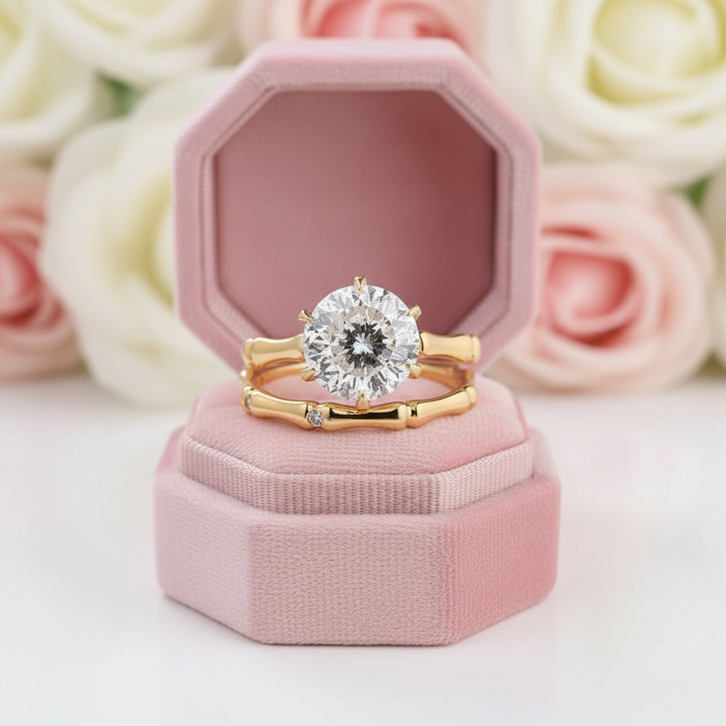 3.0 Carat Bamboo Design Brilliant Cut Wedding Set-Black Diamonds New York