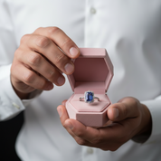 3.0 Carat Halo Emerald Cut Blue Simulated Sapphire Engagement Ring-Black Diamonds New York
