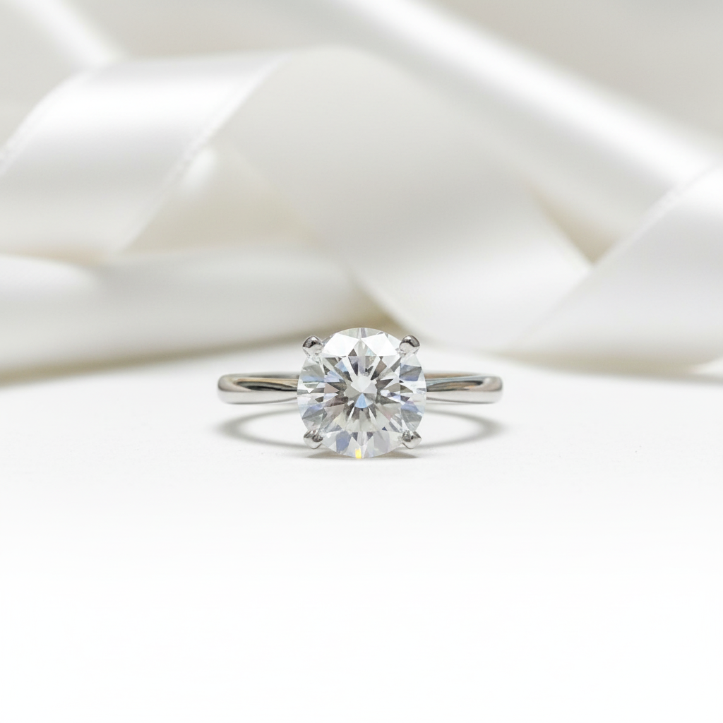 3.0 Ct Brilliant Round Cut Diamond Option Solitaire Engagement Ring-Black Diamonds New York