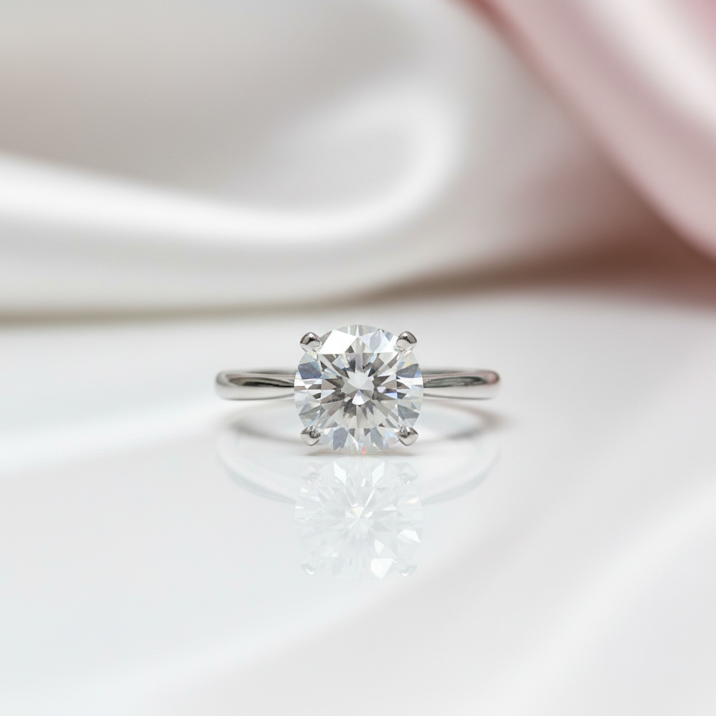 3.0 Ct Brilliant Round Cut Diamond Option Solitaire Engagement Ring-Black Diamonds New York