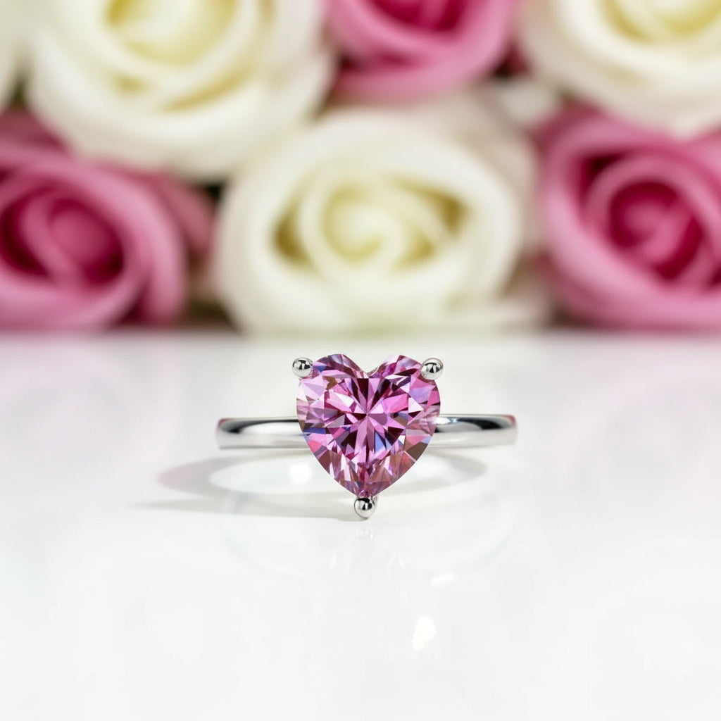 3.0 Ct Heart Cut Sakura Pink Diamond Engagement Ring-Black Diamonds New York