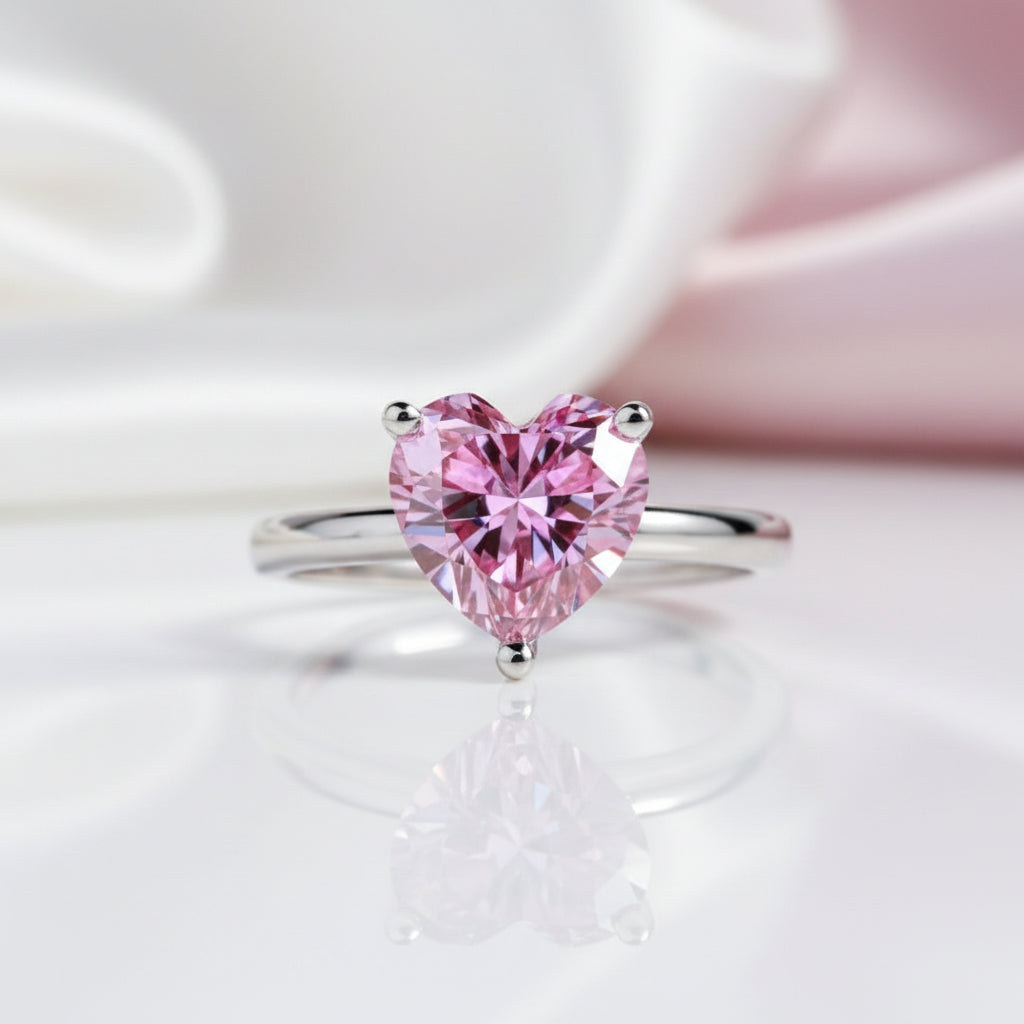 3.0 Ct Heart Cut Sakura Pink Diamond Option Engagement Ring-Black Diamonds New York