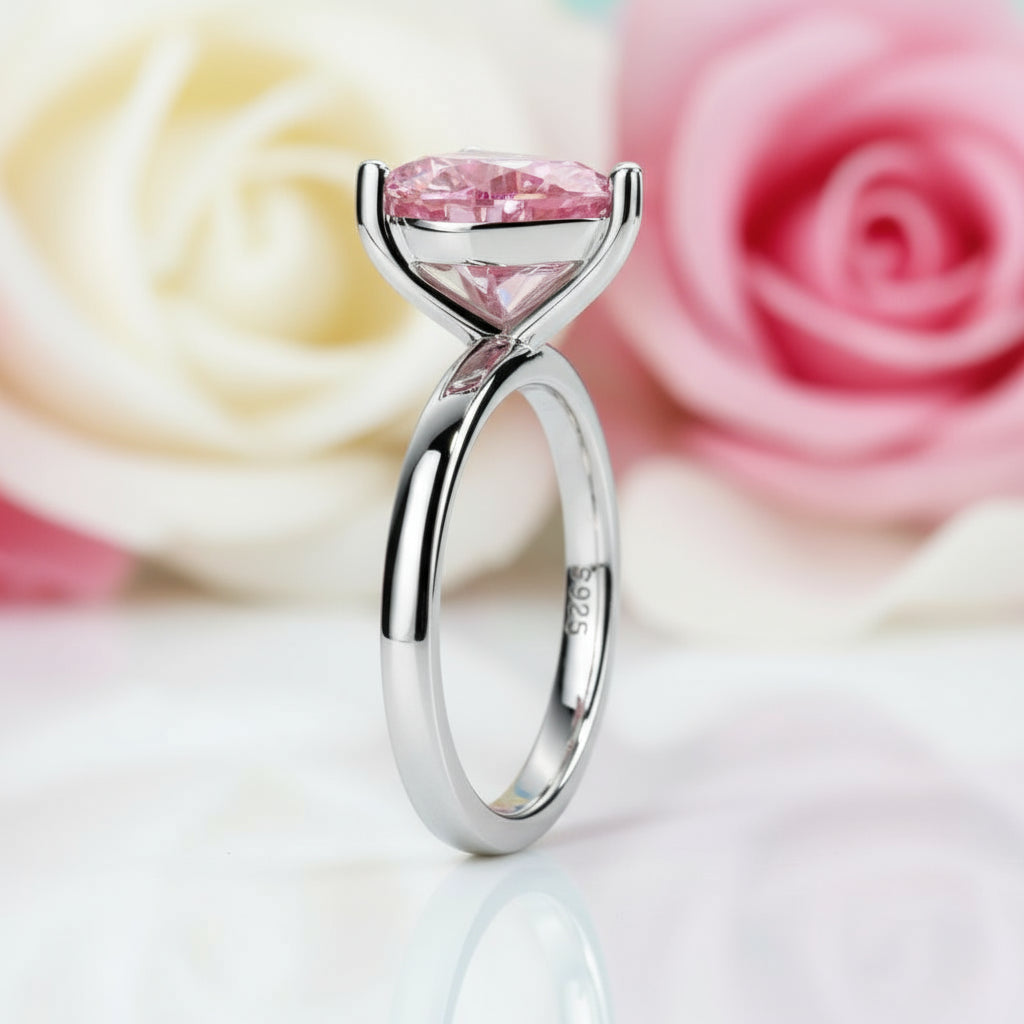 3.0 Ct Heart Cut Sakura Pink Diamond Engagement Ring-Black Diamonds New York