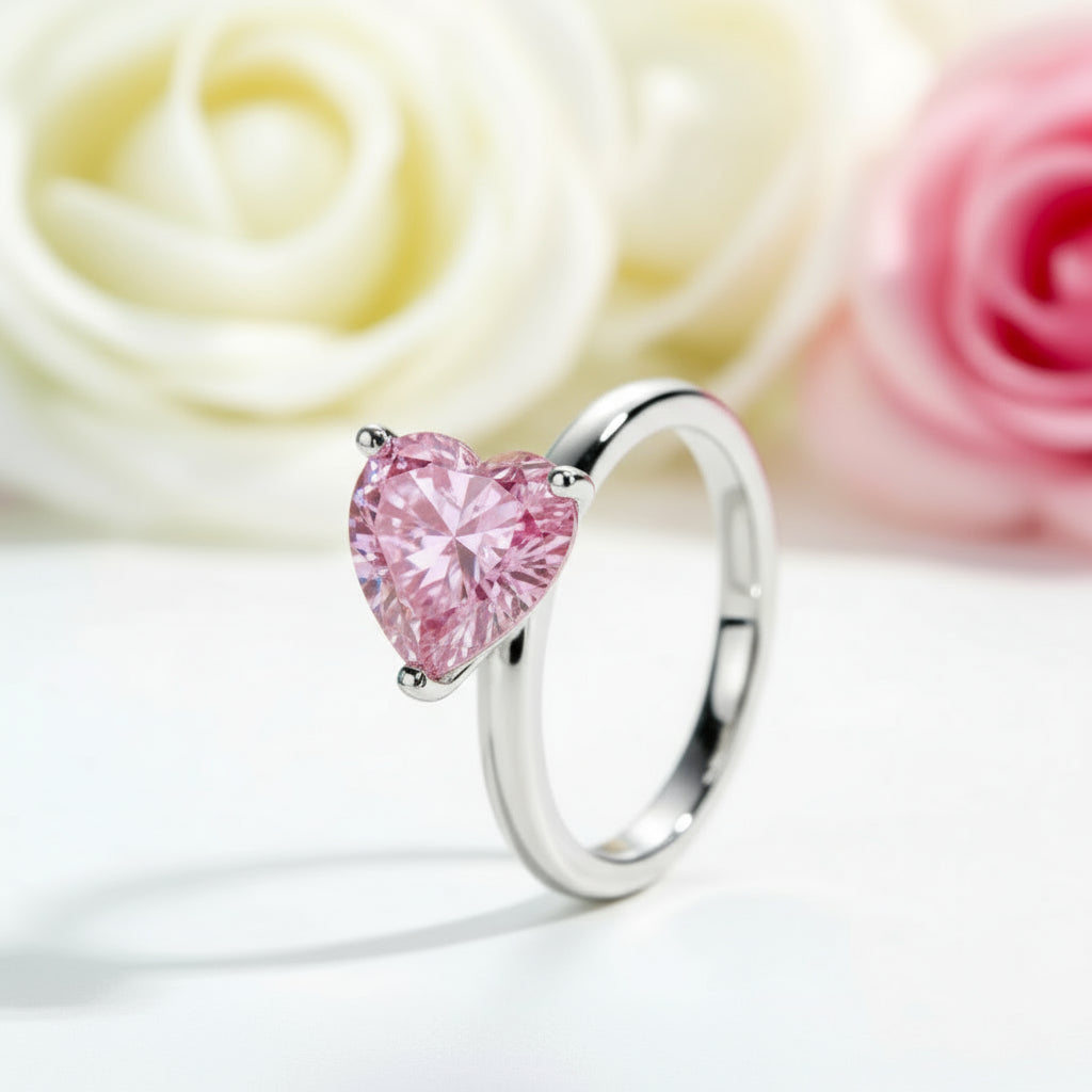 3.0 Ct Heart Cut Sakura Pink Diamond Engagement Ring-Black Diamonds New York