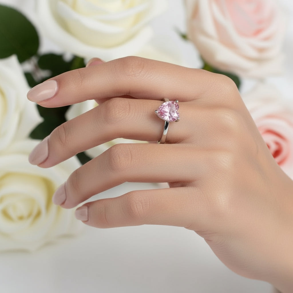 3.0 Ct Heart Cut Sakura Pink Diamond Engagement Ring-Black Diamonds New York