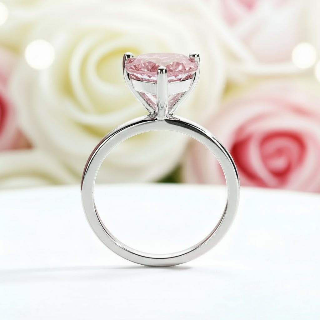 3.0 Ct Heart Cut Sakura Pink Diamond Engagement Ring-Black Diamonds New York