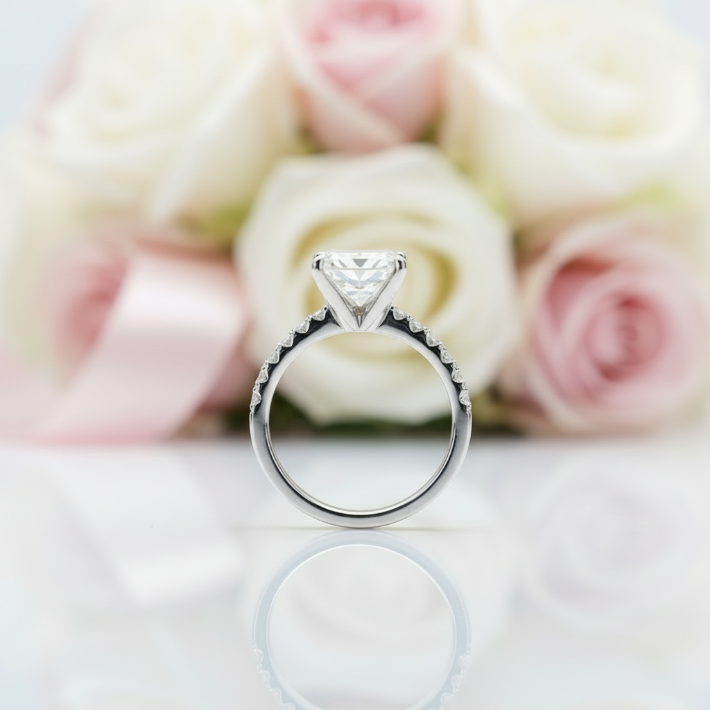 3.0 Ct Radiant Cut Diamond Engagement Ring-Black Diamonds New York