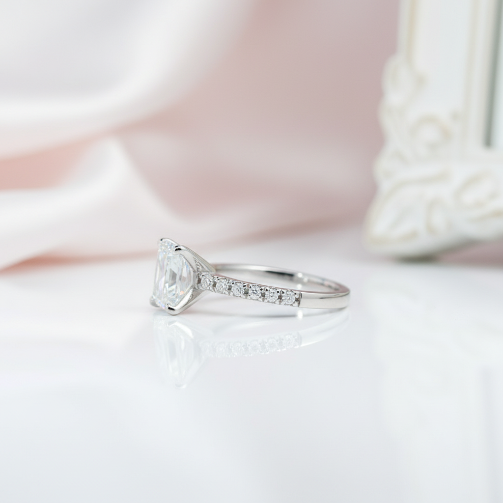 3.0 Ct Radiant Cut Diamond Engagement Ring-Black Diamonds New York