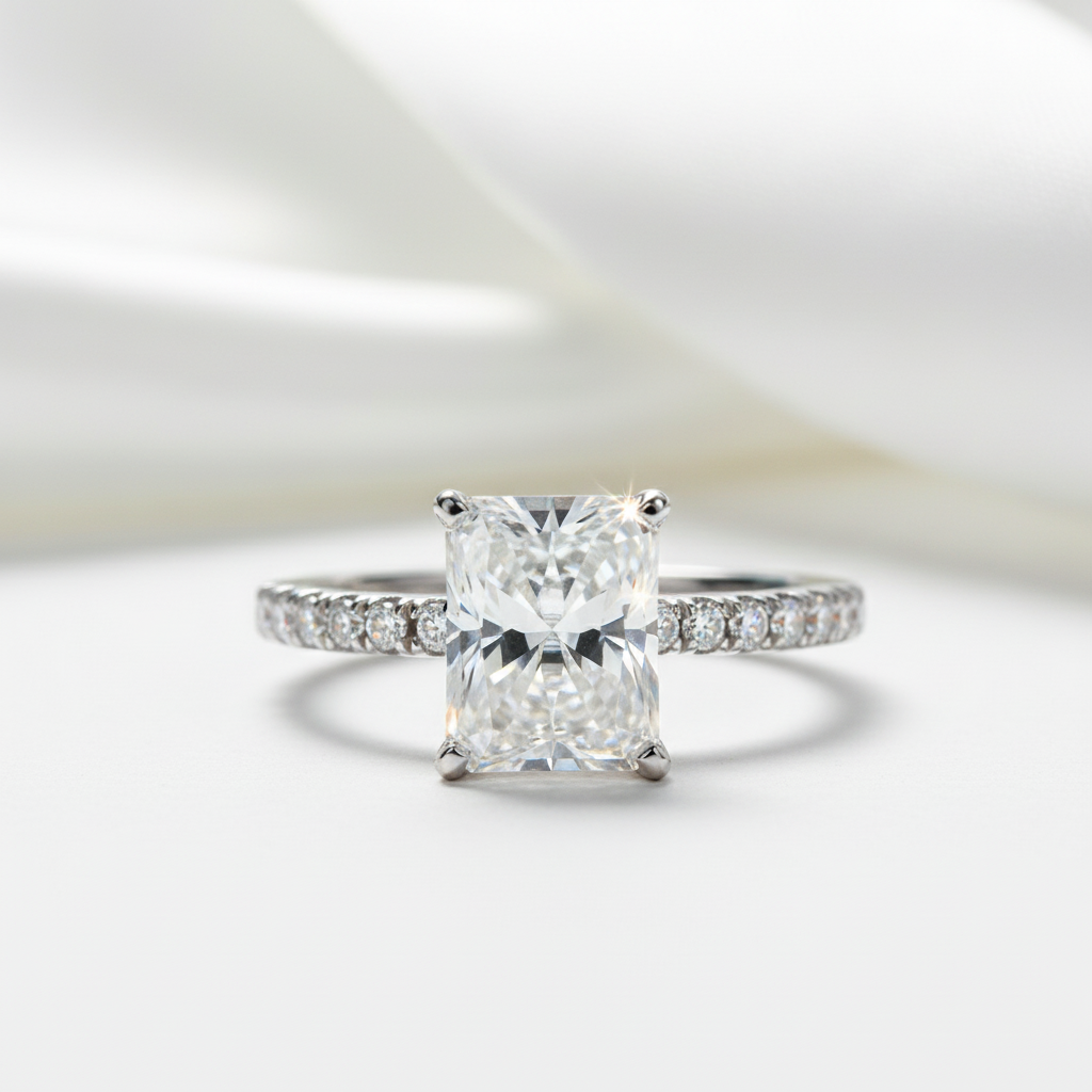 3.0 Ct Radiant Cut Diamond Engagement Ring-Black Diamonds New York