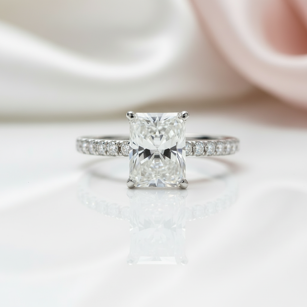 3.0 Ct Radiant Cut Diamond Option Engagement Ring-Black Diamonds New York