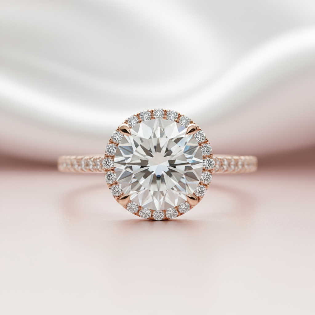 3.0 Ct Round Cut Diamond Option 14k White Gold Engagement Ring-Black Diamonds New York