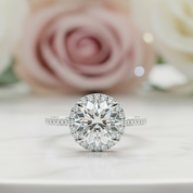 3.0 Ct Round Cut Diamond 14K White Gold Engagement Ring-Black Diamonds New York