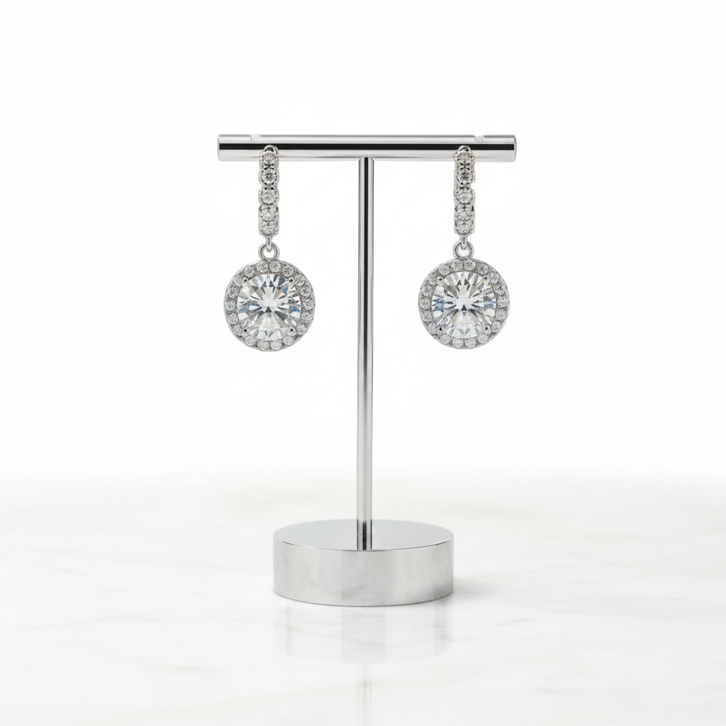 3.0 Ct Round Cut Diamond Option Drop Earrings-Black Diamonds New York