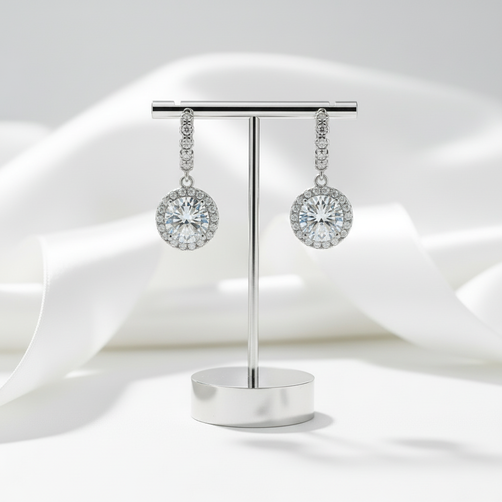 3.0 Ct Round Cut Diamond Drop Earrings-Black Diamonds New York