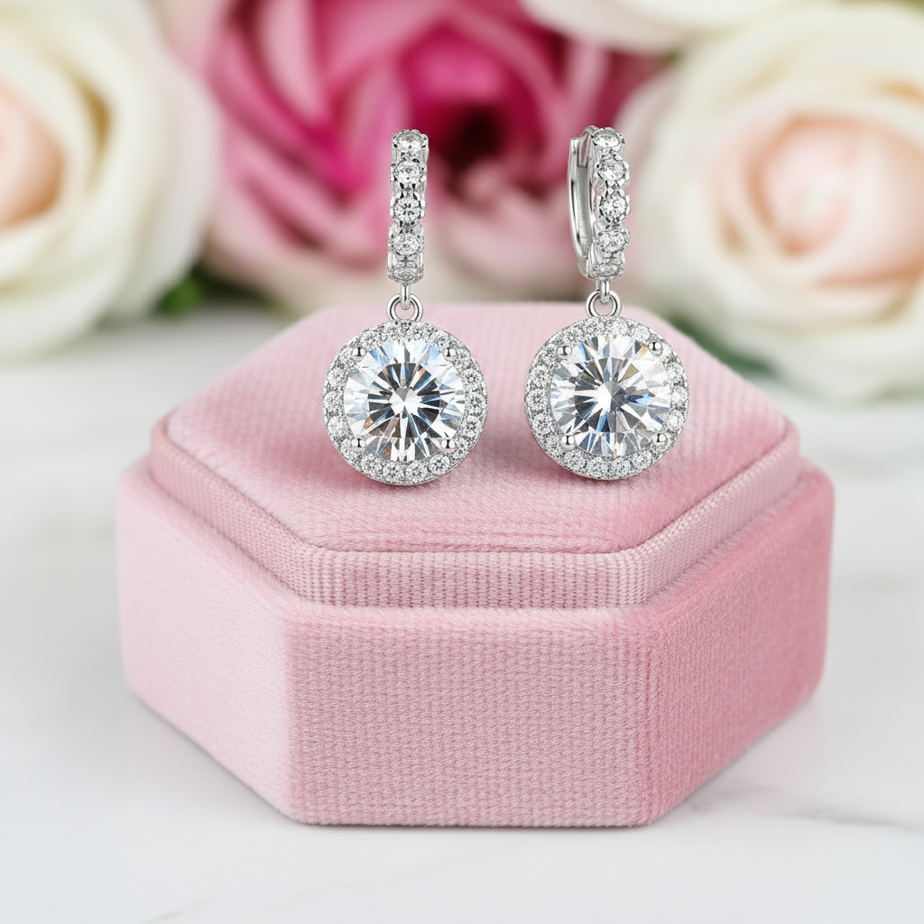 3.0 Ct Round Cut Diamond Drop Earrings-Black Diamonds New York