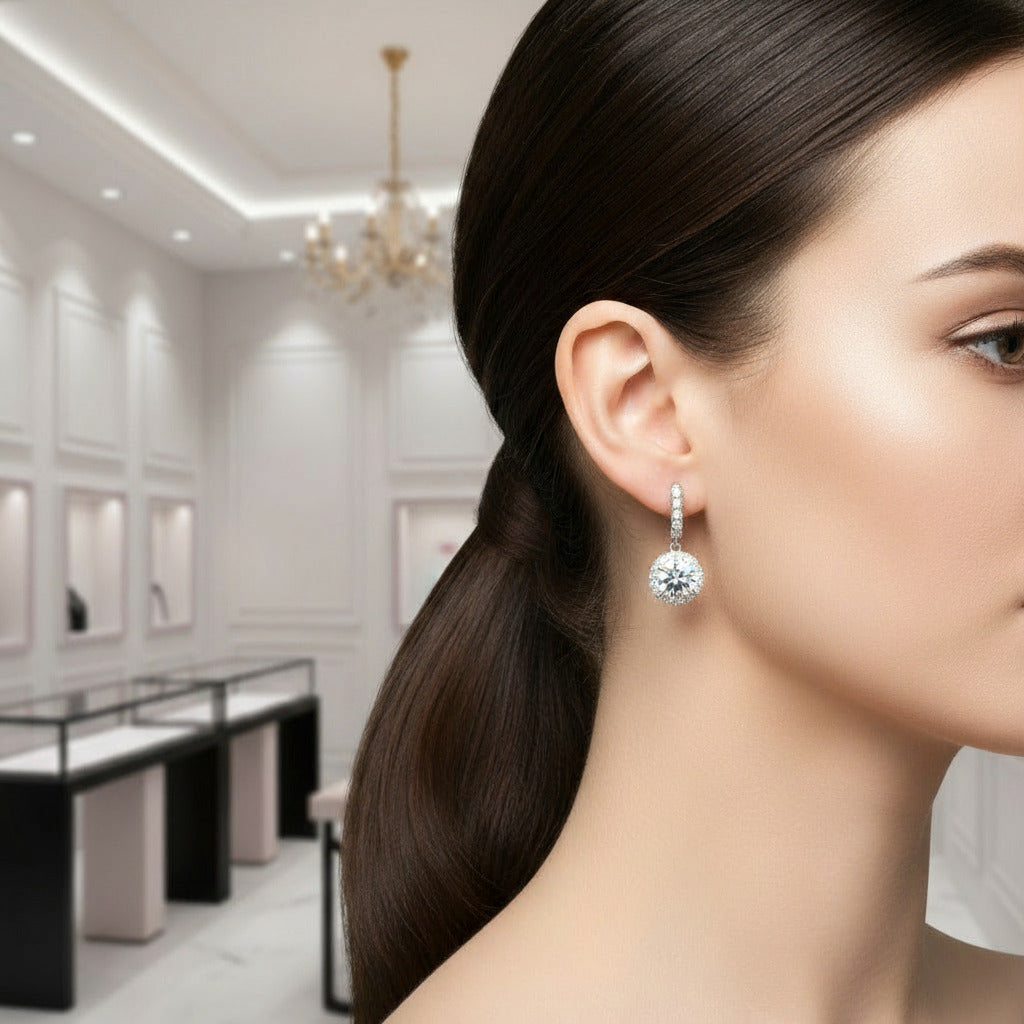 3.0 Ct Round Cut Diamond Drop Earrings-Black Diamonds New York