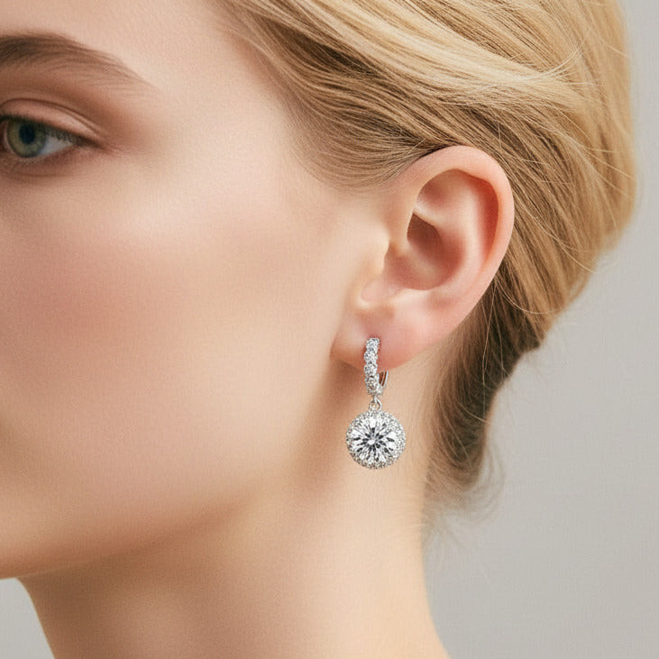 3.0 Ct Round Cut Diamond Option Drop Earrings-Black Diamonds New York