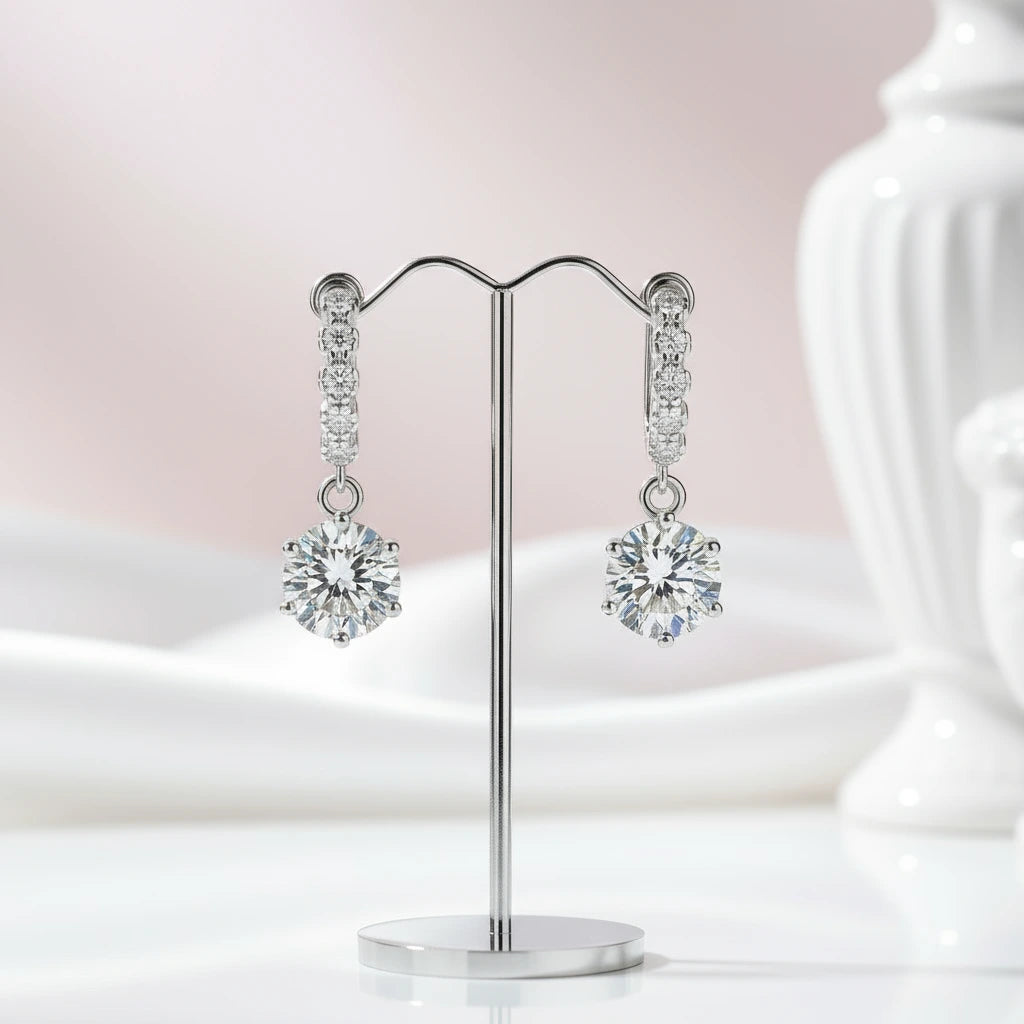 3.0 Ct Round Cut Diamond Drop Earrings-Black Diamonds New York