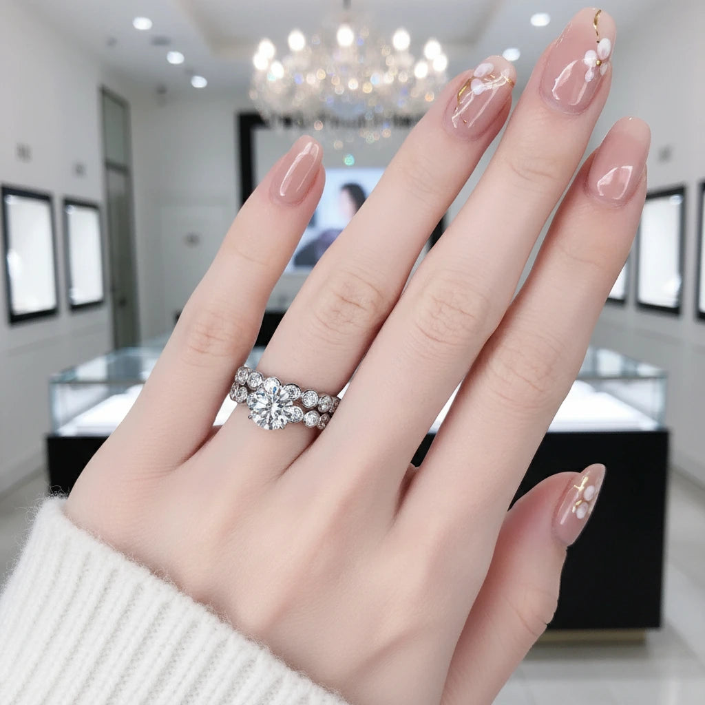 3.0 Ct Round Cut Diamond Engagement Ring Set-Black Diamonds New York