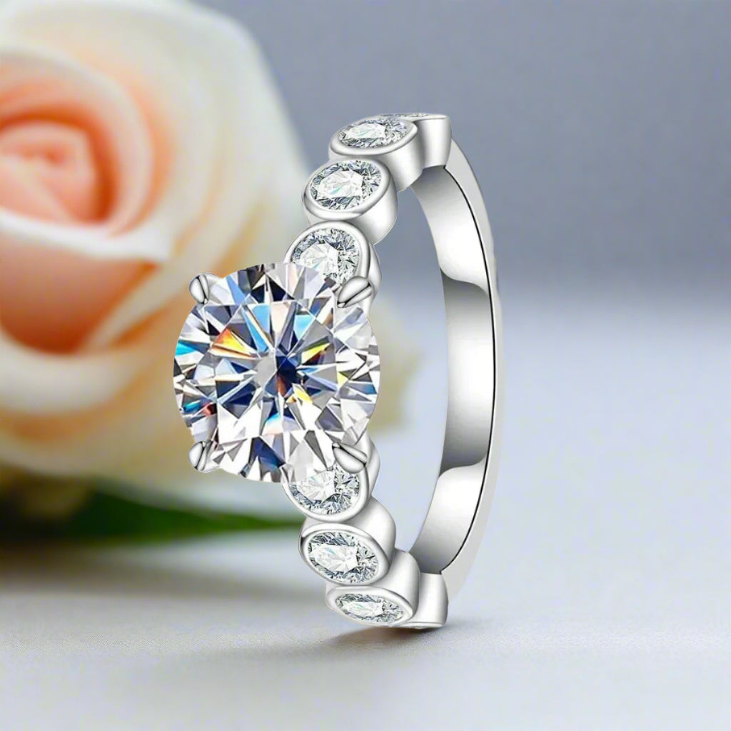 3.0 Ct Round Cut Diamond Engagement Ring Set-Black Diamonds New York