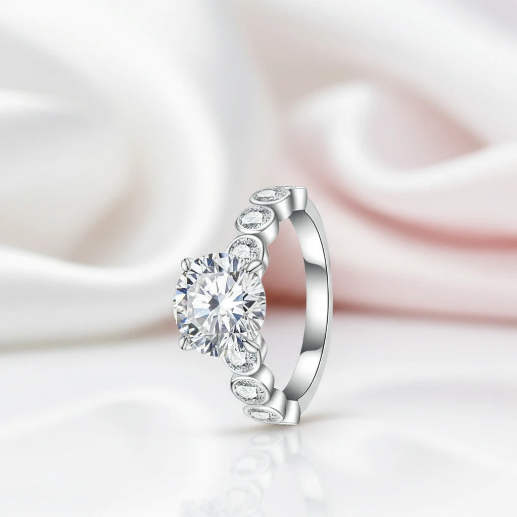 3.0 Ct Round Cut Diamond Option Engagement Ring Set-Black Diamonds New York