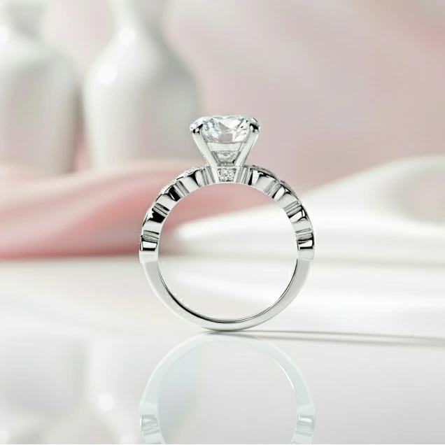 3.0 Ct Round Cut Diamond Engagement Ring Set-Black Diamonds New York