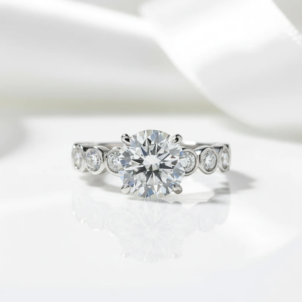 3.0 Ct Round Cut Diamond Engagement Ring Set-Black Diamonds New York