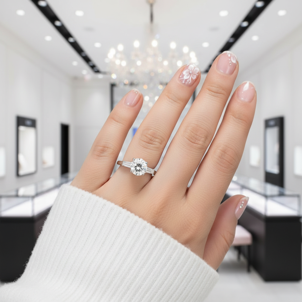 3.0 ct Round Cut Diamond Option White Gold Engagement Ring-Black Diamonds New York
