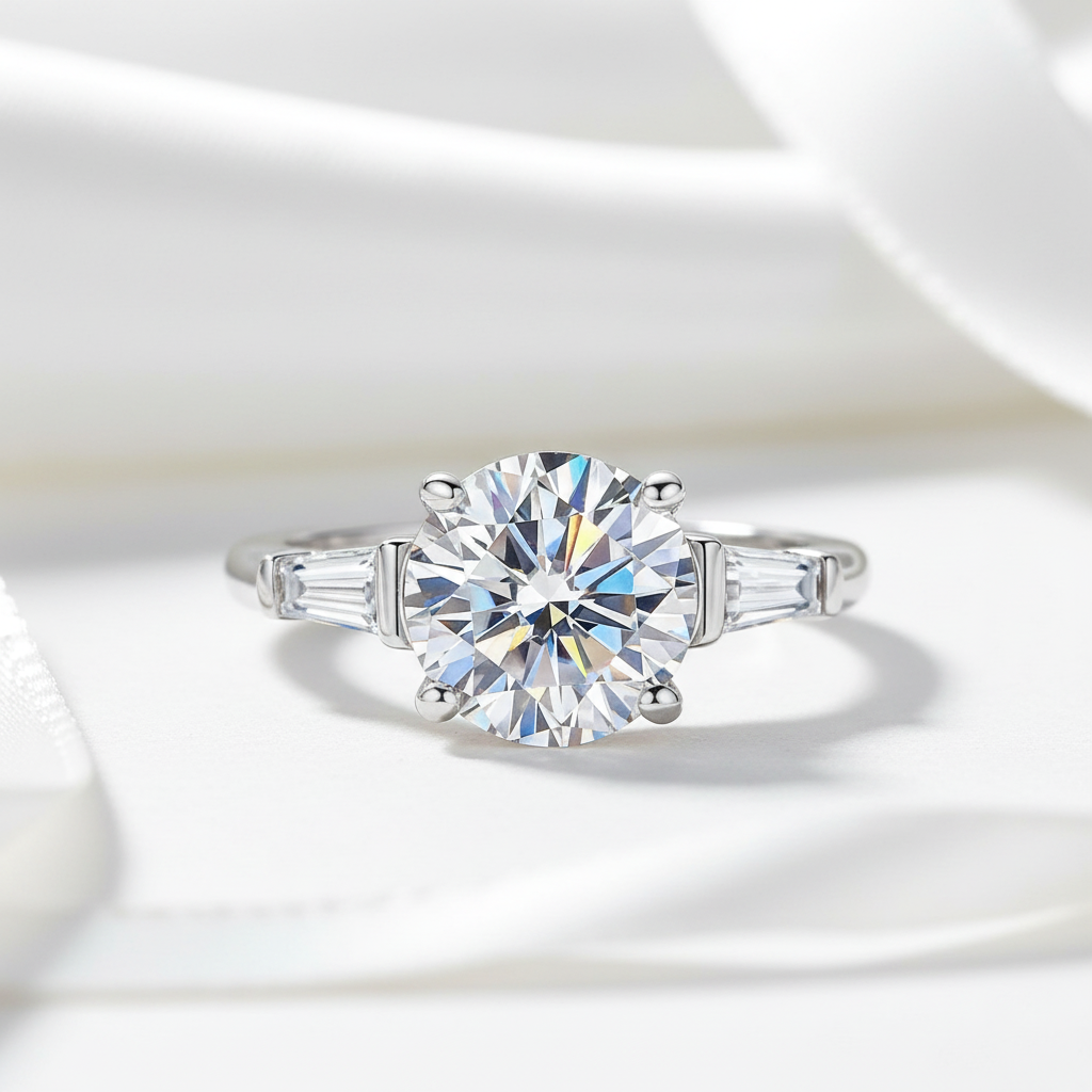 3.0 ct Round Cut Diamond Option White Gold Engagement Ring-Black Diamonds New York