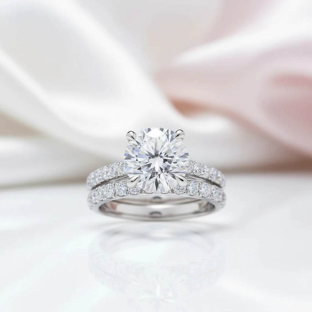 3.0 Ct Round Diamond Option Ring Set-Black Diamonds New York