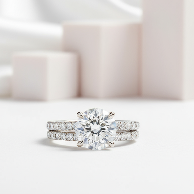 3.0 Ct Round Diamond Ring Set-Black Diamonds New York