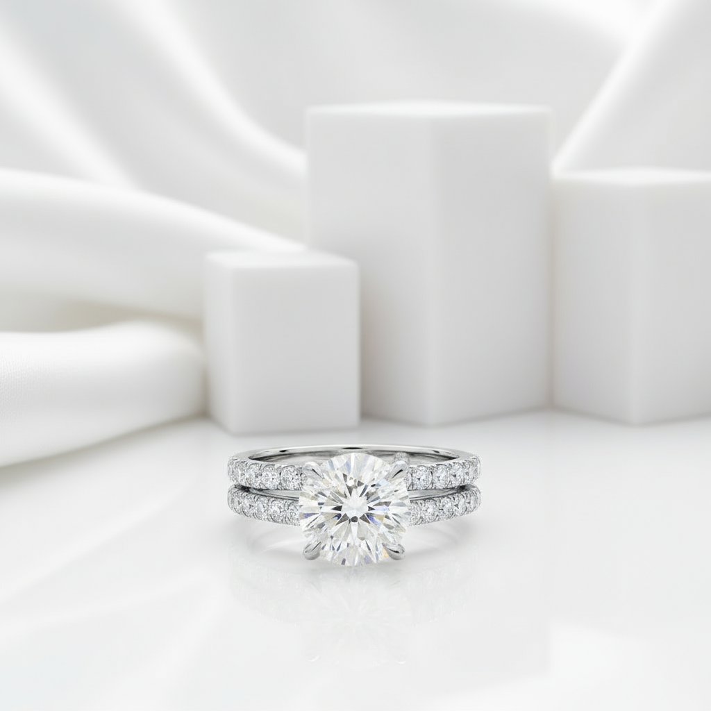 3.0 Ct Round Diamond Ring Set-Black Diamonds New York