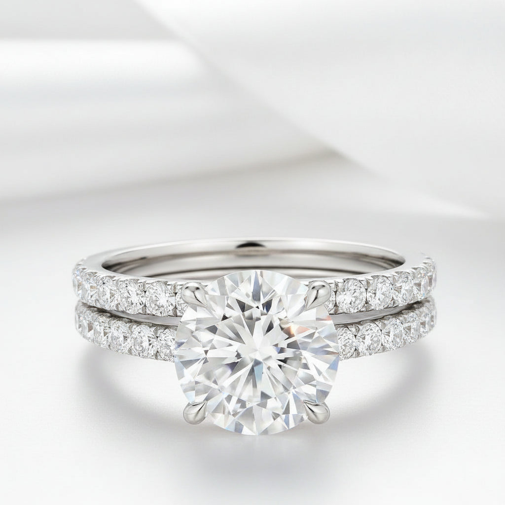 3.0 Ct Round Diamond Ring Set-Black Diamonds New York