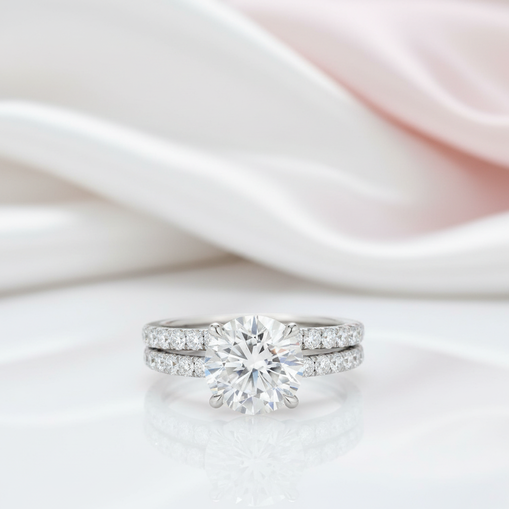 3.0 Ct Round Diamond Option Ring Set-Black Diamonds New York