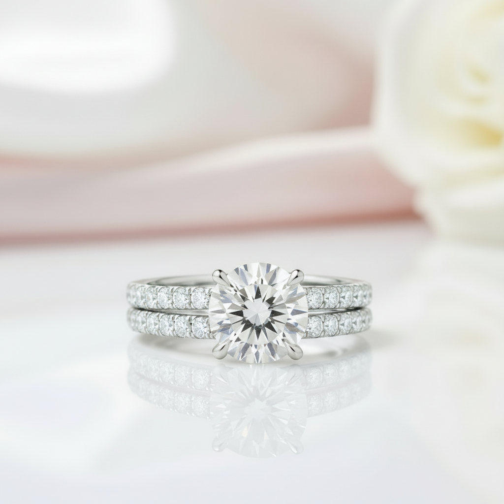 3.0 Ct Round Diamond Option Ring Set-Black Diamonds New York