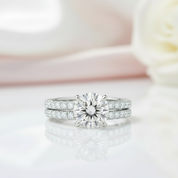 3.0 Ct Round Diamond Ring Set-Black Diamonds New York