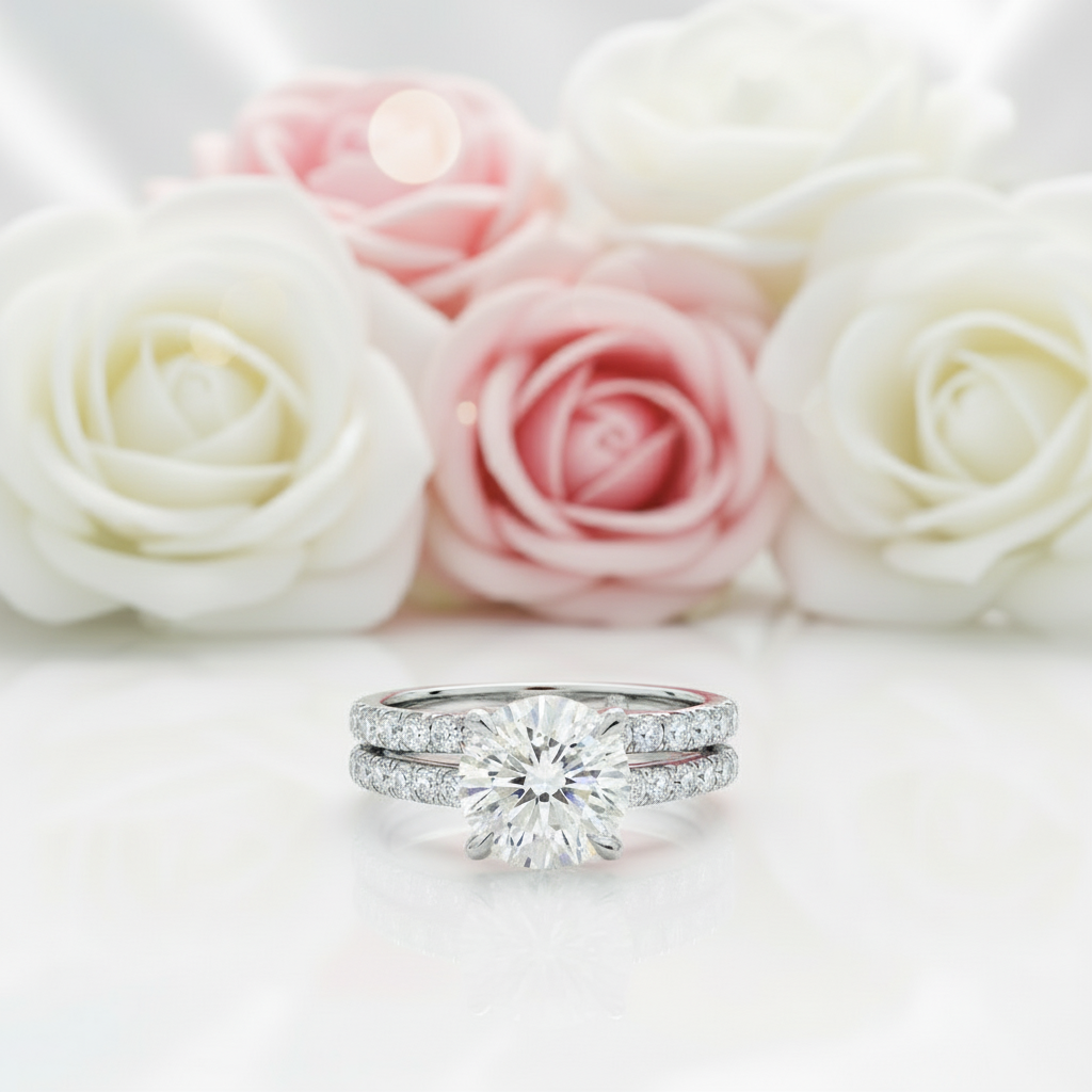 3.0 Ct Round Diamond Ring Set-Black Diamonds New York