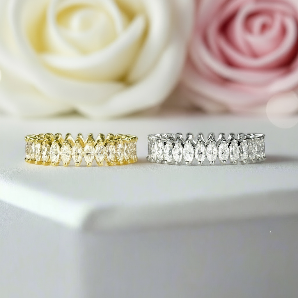 3.0 Ctw Marquise Cut Diamond Wedding Band-Black Diamonds New York