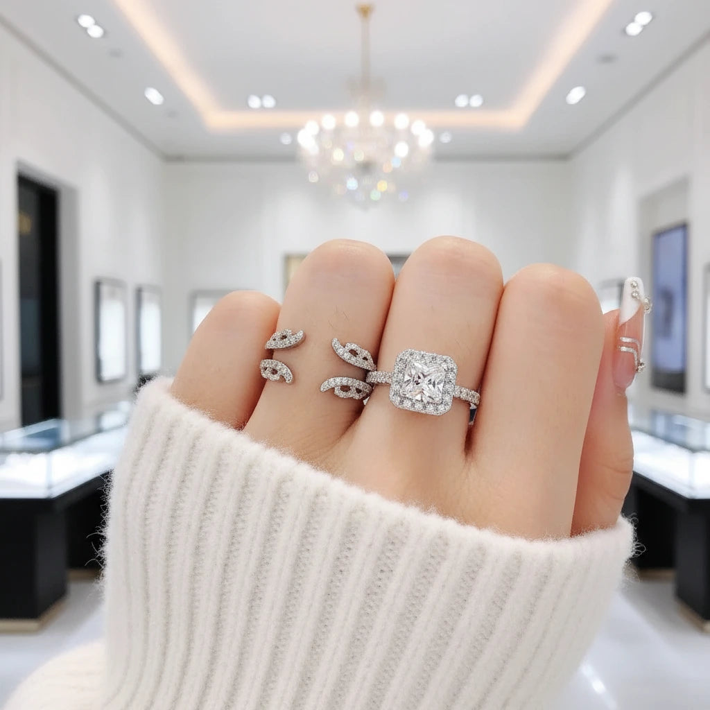 3.0 Ctw Princess Cut Diamond Engagement Ring Set-Black Diamonds New York