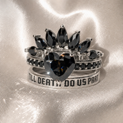 Till Death Do Us Part- 1.5 Carat Heart Created Diamond Option Wedding Ring Set-Black Diamonds New York