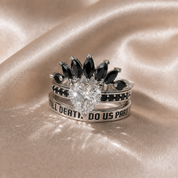 Till Death Do Us Part- 1.5 Carat Heart Created Diamond Option Wedding Ring Set-Black Diamonds New York