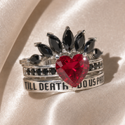 Till Death Do Us Part- 1.5 Carat Heart Created Diamond Option Wedding Ring Set-Black Diamonds New York