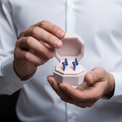 3.0Ct Blue Sapphire Gemstone Earrings-Black Diamonds New York